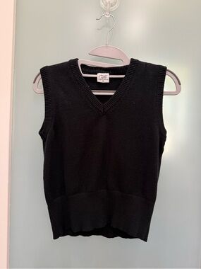 Cielo Black V-Neck Knit Sweater Vest